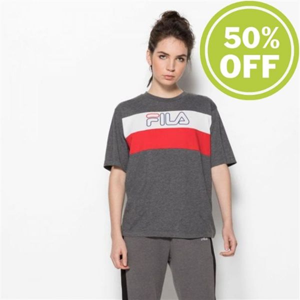 Fila Lei Tee Sleeve Shirt Workout Shirt Women's Tee - Grey,NZ 568-2671